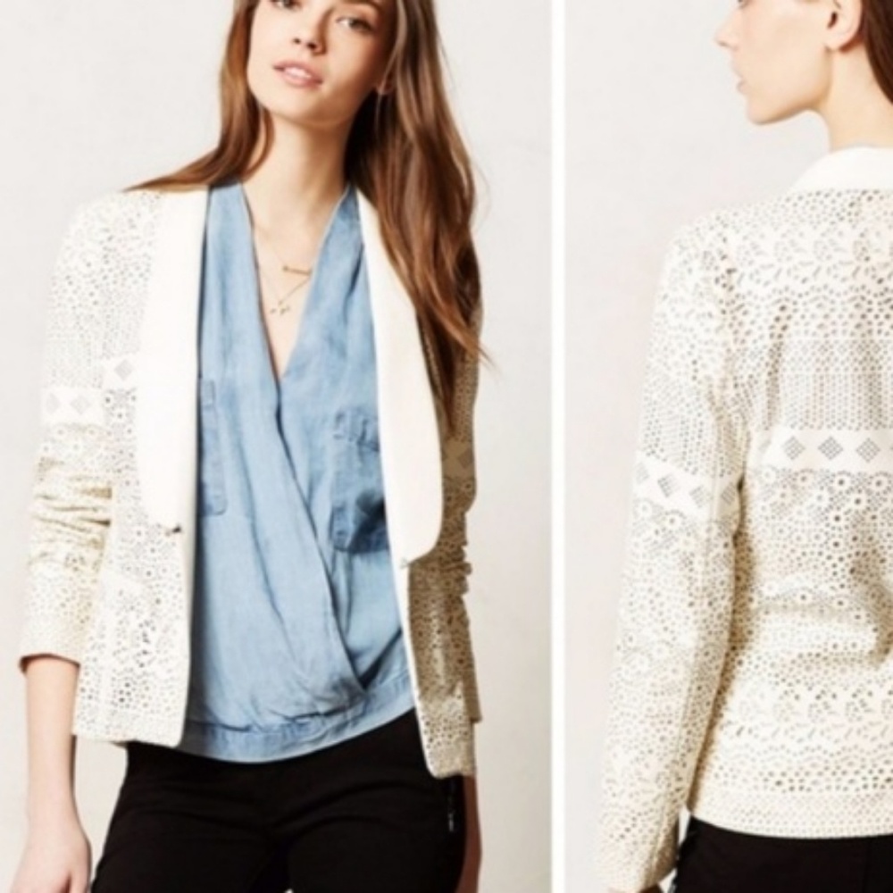 Anthropologie dolce vita ivory Vegan jacket size 1